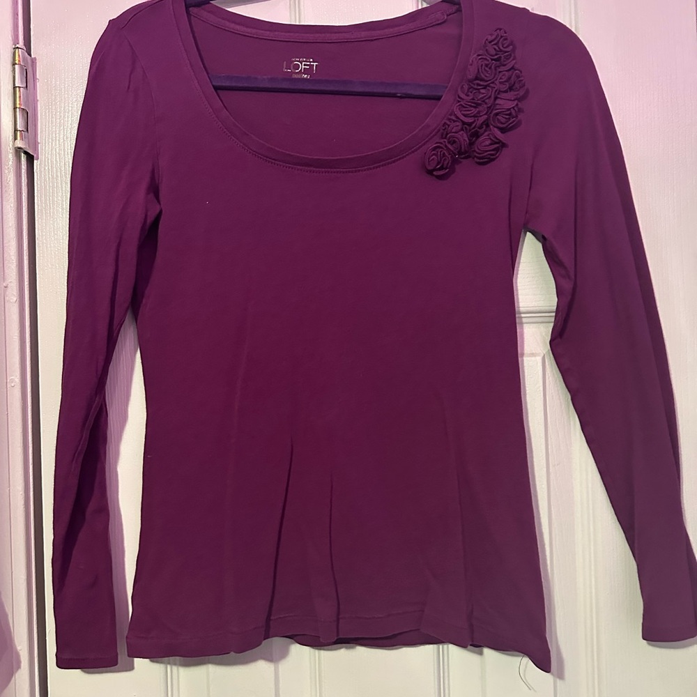 LOFT Women's Purple Long Sleeve Top